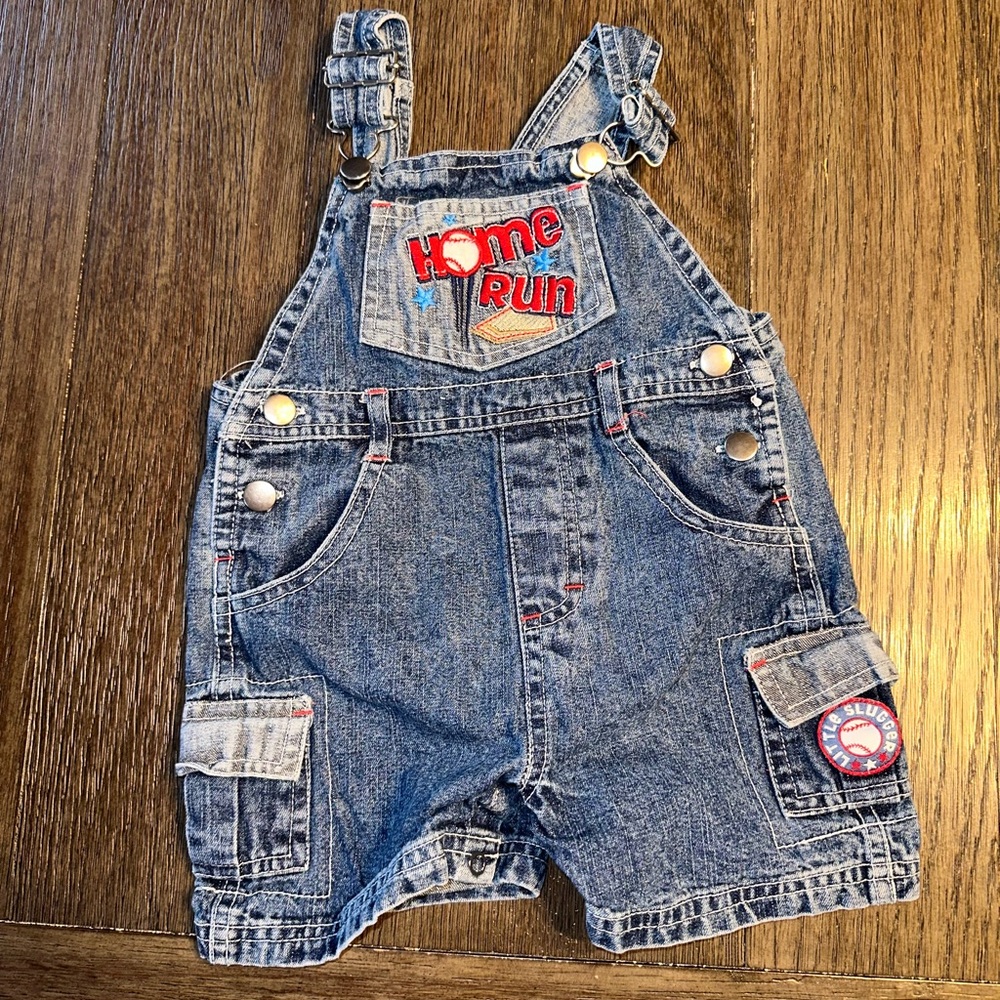 THROWBACK to 2009 Baby Boy 24mo Baseball Shorts Bib Overalls